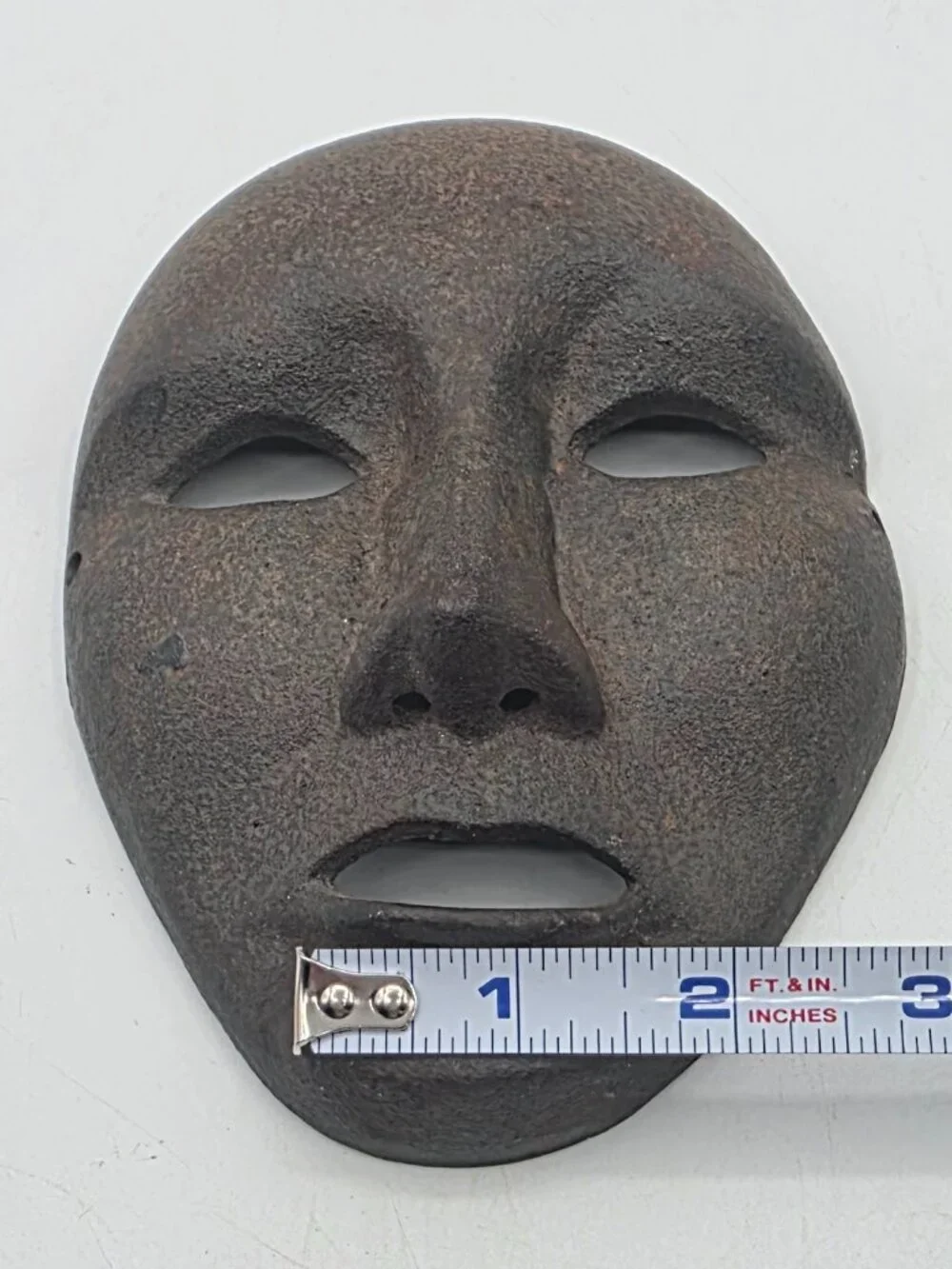 Cast Iron VTG Face Mask Wall Decor Rare Rustic Primitive Industrial Gothic Art